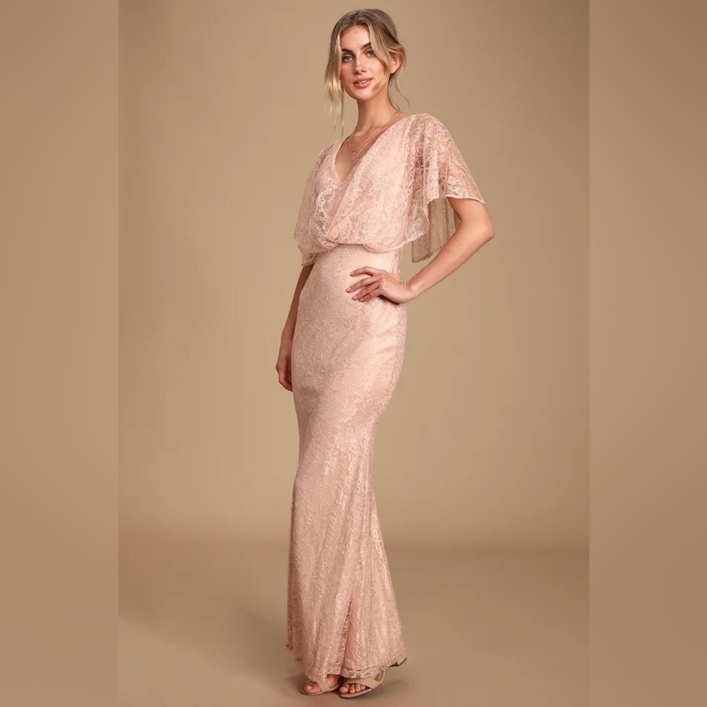 Lulu's Blush Pink Lace Maxi Dress